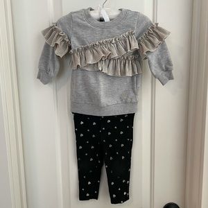 Calvin Klein Baby Girls Ruffled Sweatshirt Set 12m